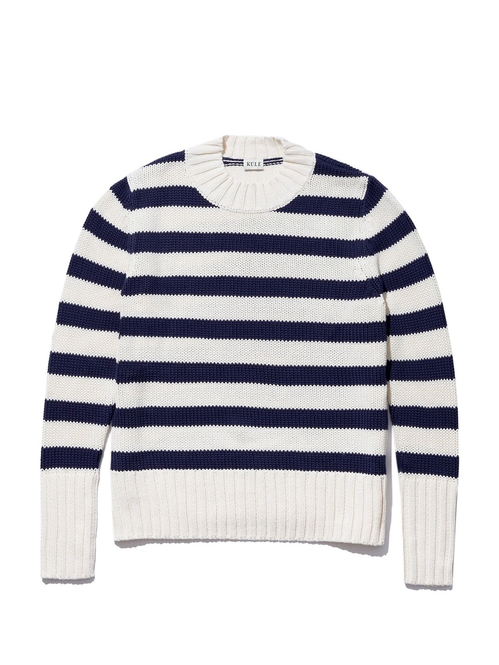 Kule Sweater Women’s Large The Tatum In Cream Navy Stripe 100% Cotton — image 3 of 8
